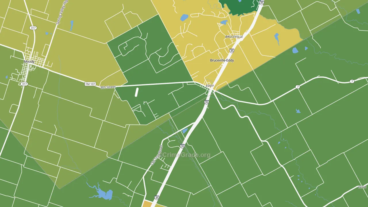 Eddy, TX Map of Drug-Related Crime Rates