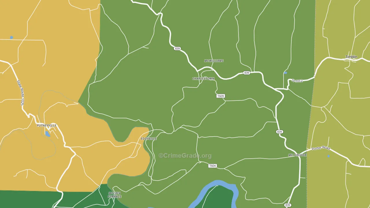 Eddyville, PA Map of Drug-Related Crime Rates