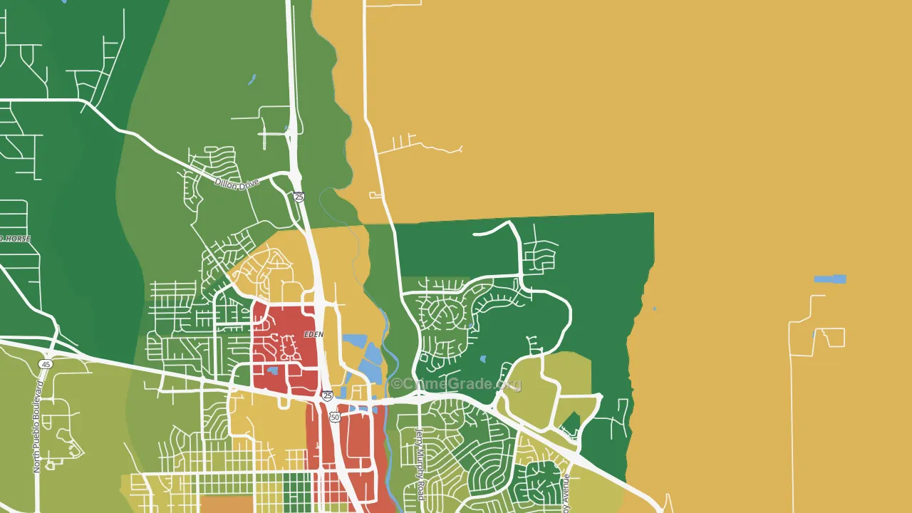 Eden, CO Map of Drug-Related Crime Rates