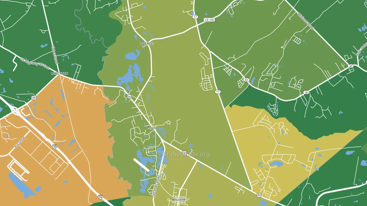 Eden, GA Map of Drug-Related Crime Rates