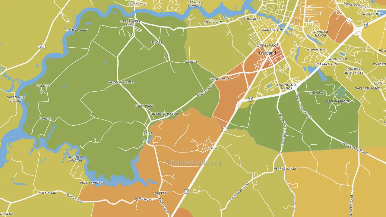 Eden, MD Map of Drug-Related Crime Rates