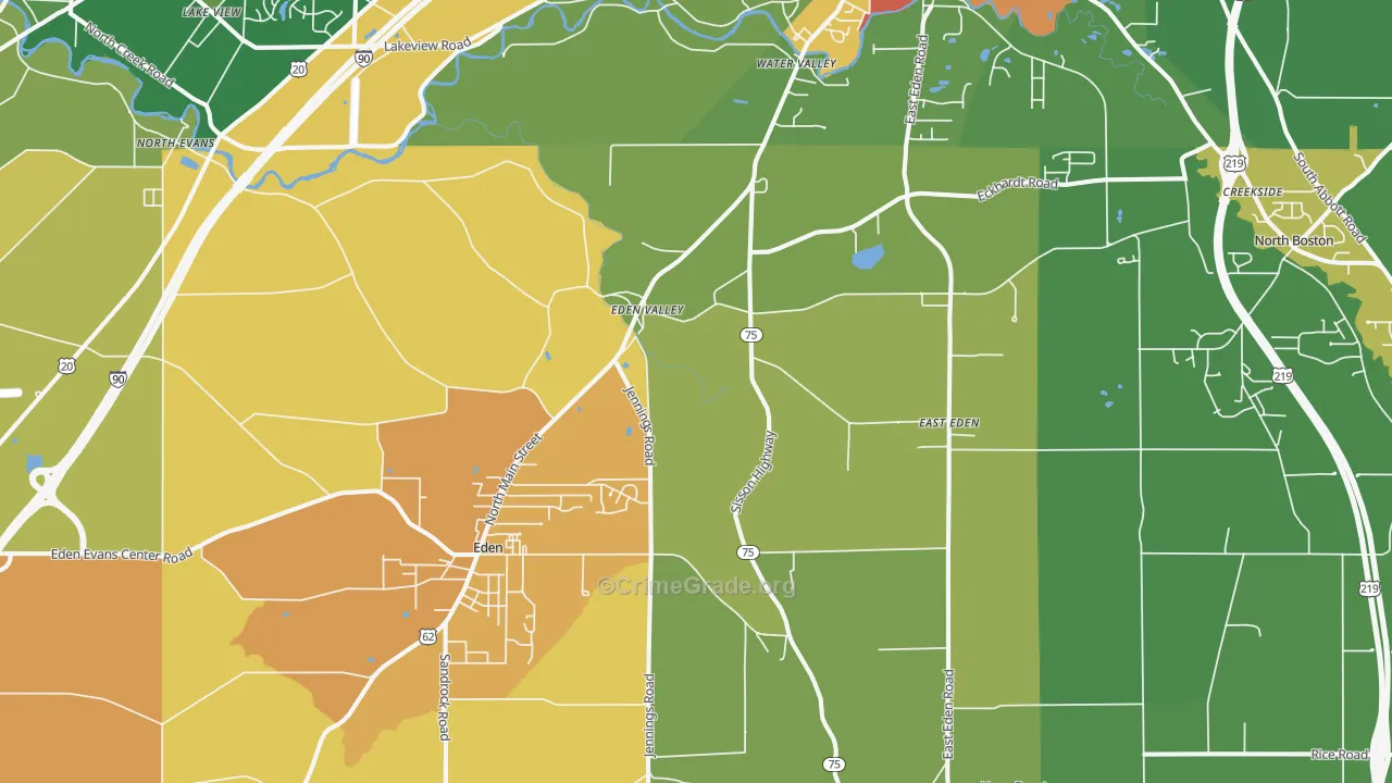 Eden, NY Map of Drug-Related Crime Rates