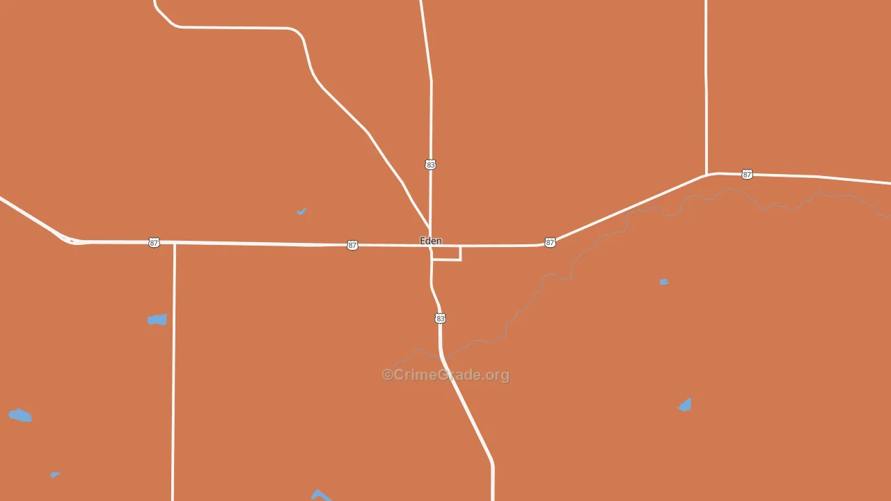 Eden, TX Map of Drug-Related Crime Rates