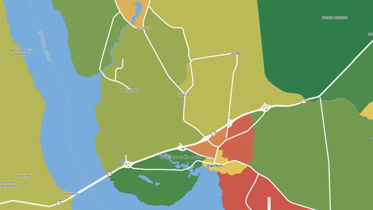 Edenton, NC Map of Drug-Related Crime Rates