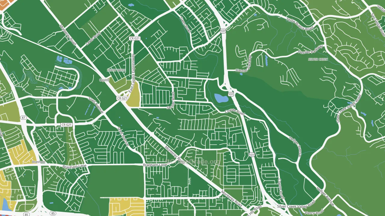 Edenvale-Seven Trees, San Jose, CA Map of Drug-Related Crime Rates