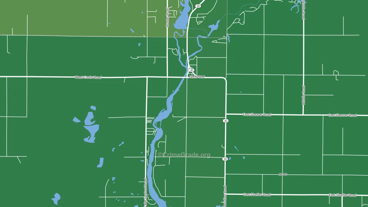 Edenville, MI Map of Drug-Related Crime Rates
