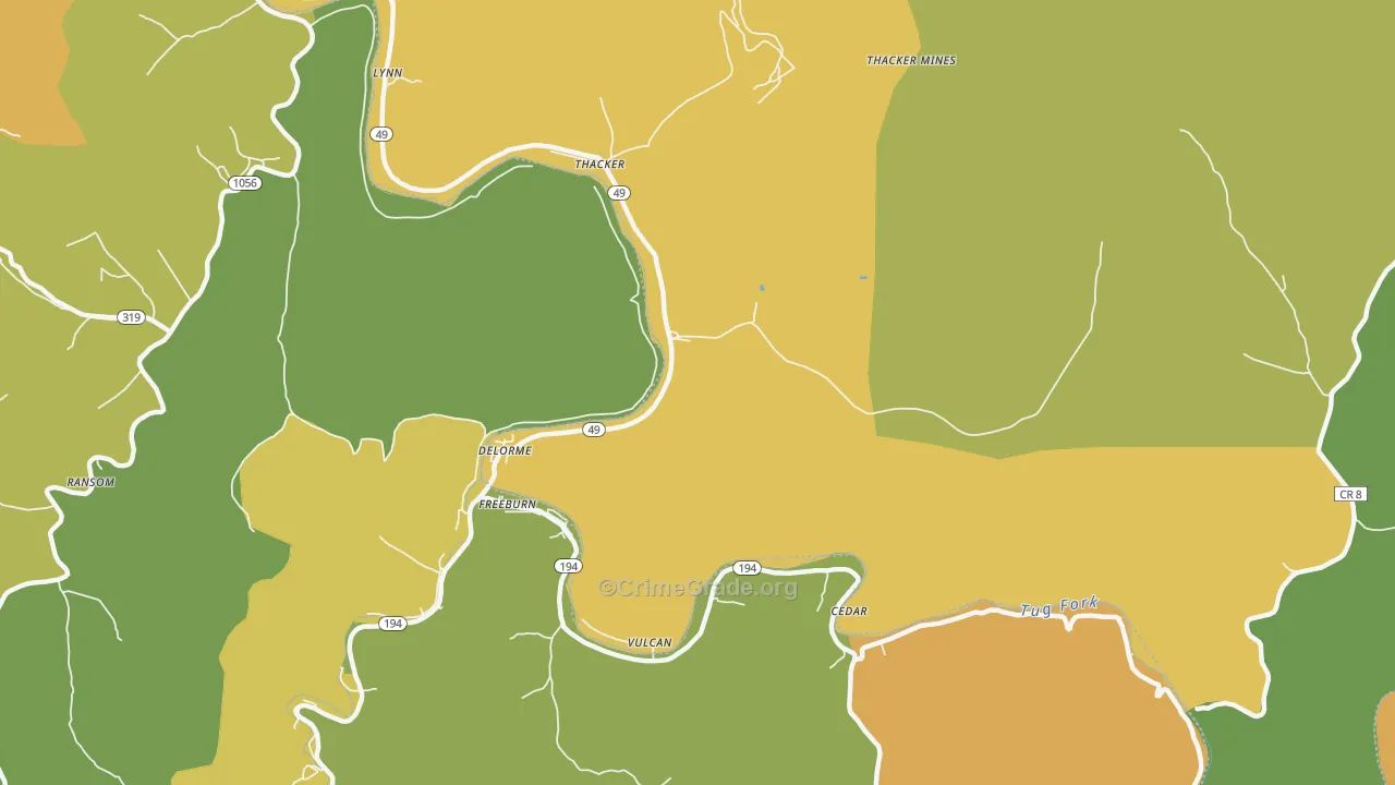Edgarton, WV Map of Drug-Related Crime Rates