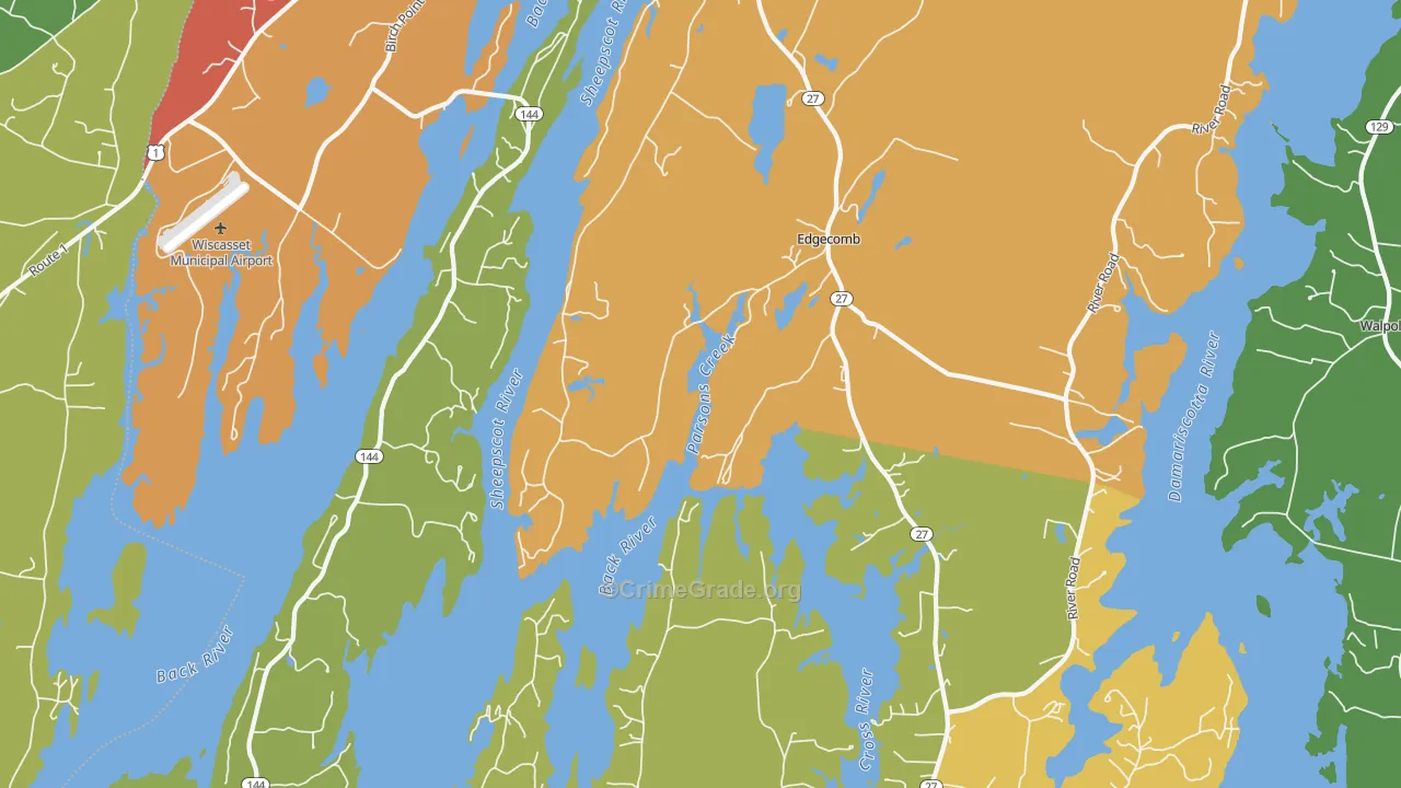 Edgecomb, ME Map of Drug-Related Crime Rates