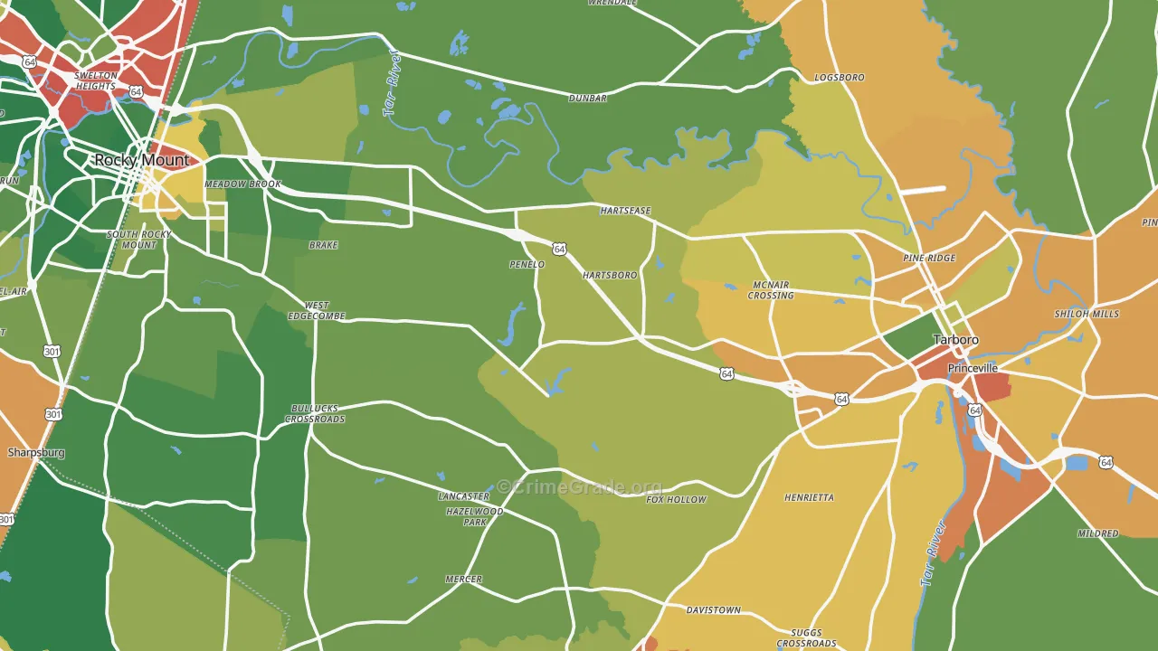 Edgecombe County, NC Map of Drug-Related Crime Rates