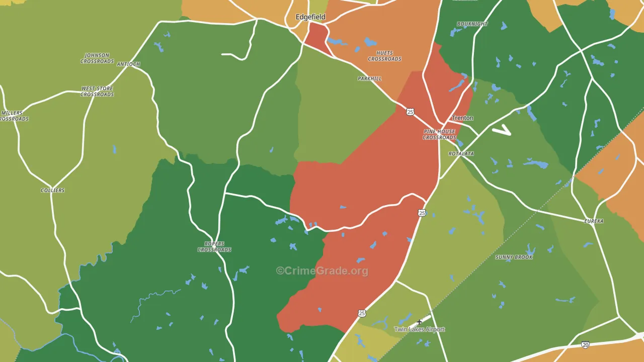 Edgefield County, SC Map of Drug-Related Crime Rates