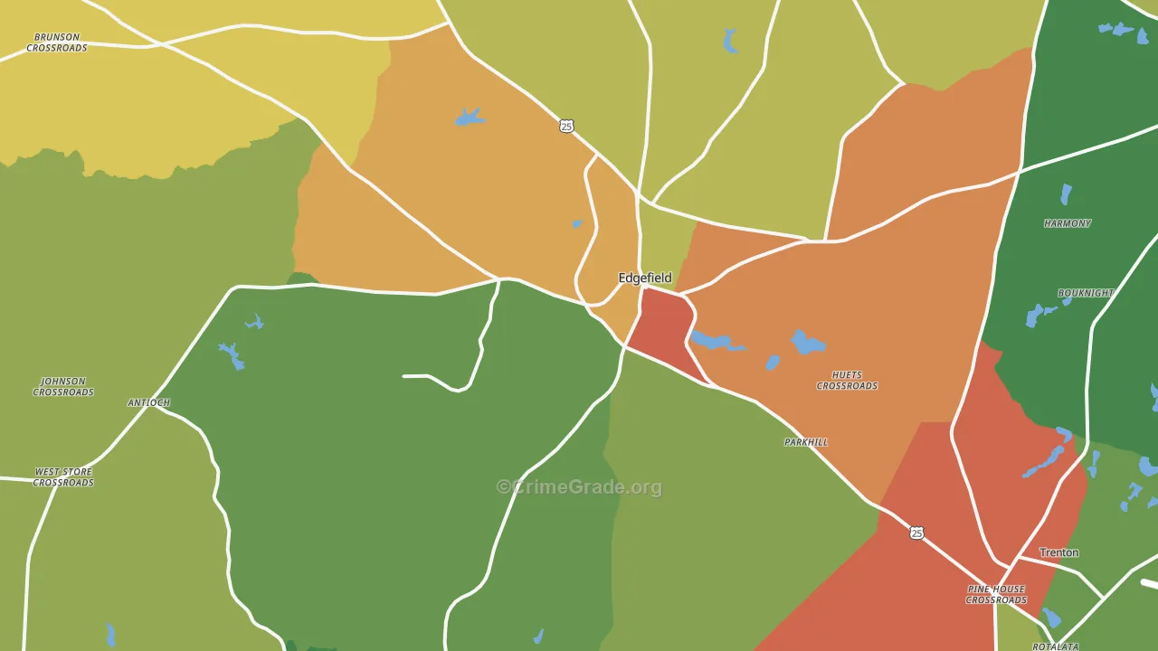 Edgefield, SC Map of Drug-Related Crime Rates