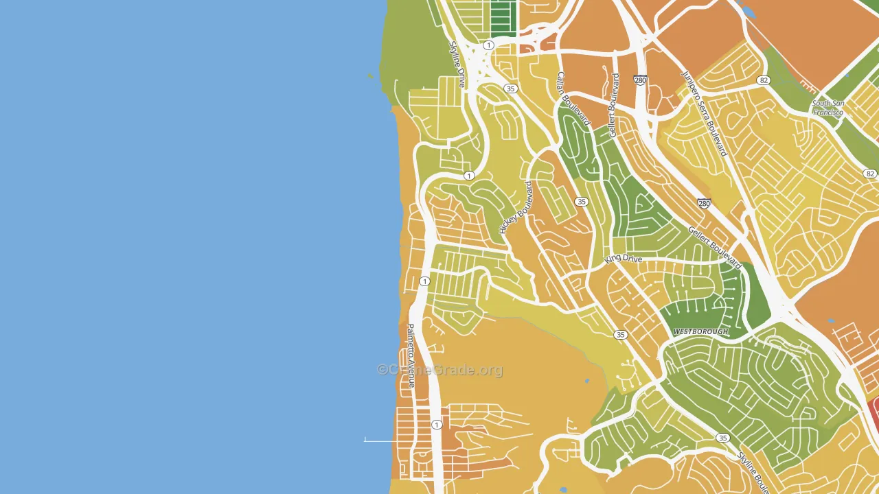 Edgemar-Pacific Manor, Pacifica, CA Map of Drug-Related Crime Rates