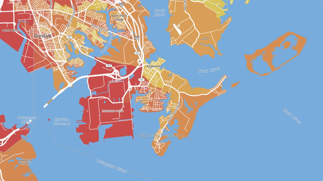 Edgemere, MD Map of Drug-Related Crime Rates