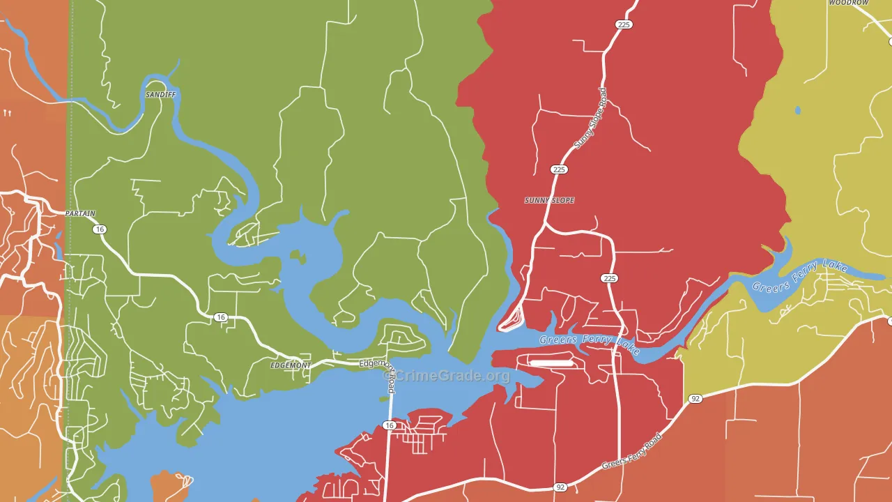 Edgemont, AR Map of Drug-Related Crime Rates