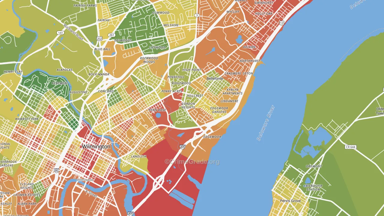 Edgemoor, DE Map of Drug-Related Crime Rates