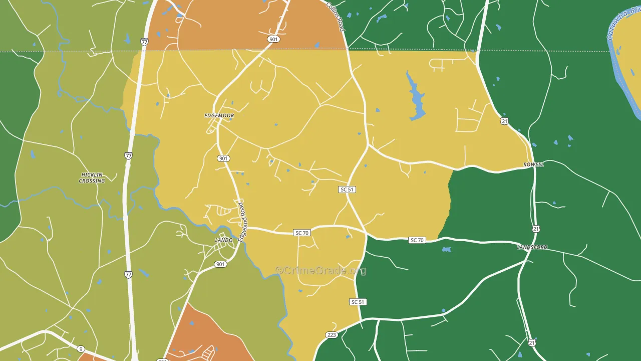 Edgemoor, SC Map of Drug-Related Crime Rates