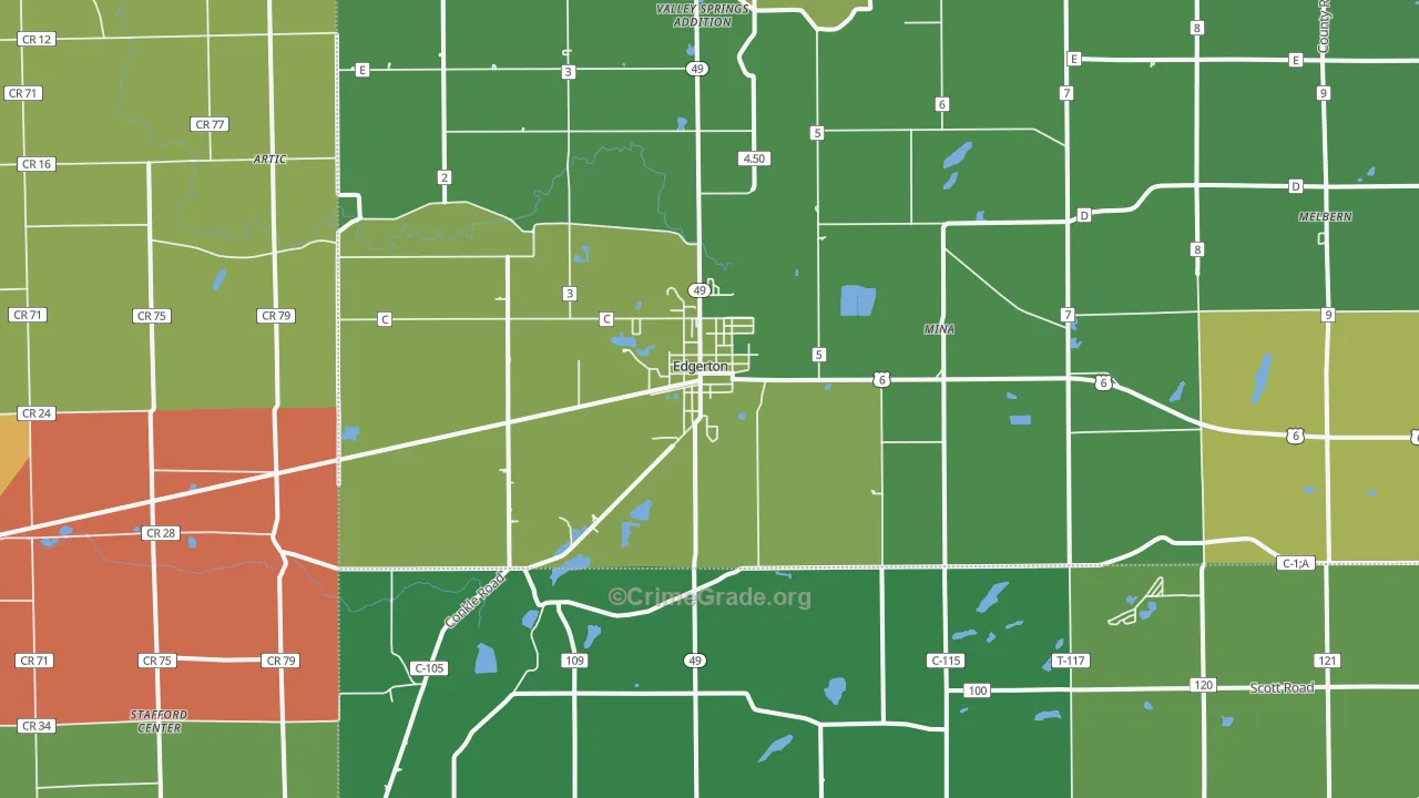 Edgerton, OH Map of Drug-Related Crime Rates