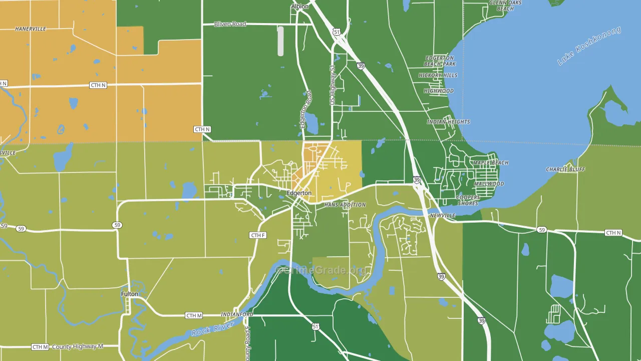 Edgerton, WI Map of Drug-Related Crime Rates