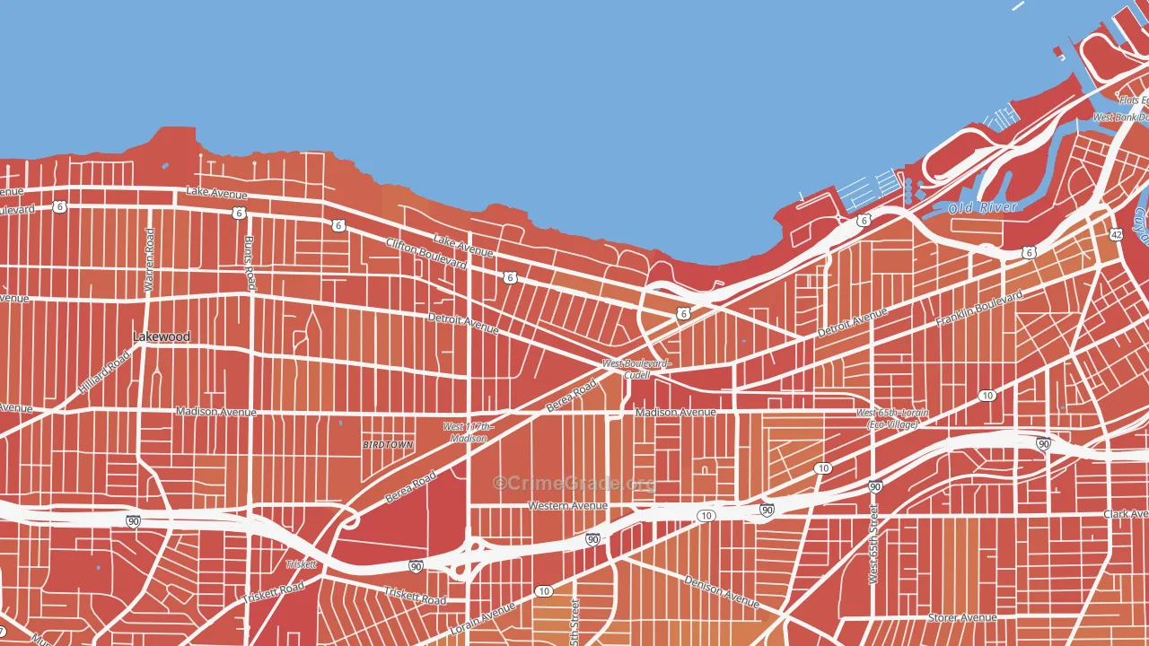 Edgewater, Cleveland, OH Map of Drug-Related Crime Rates