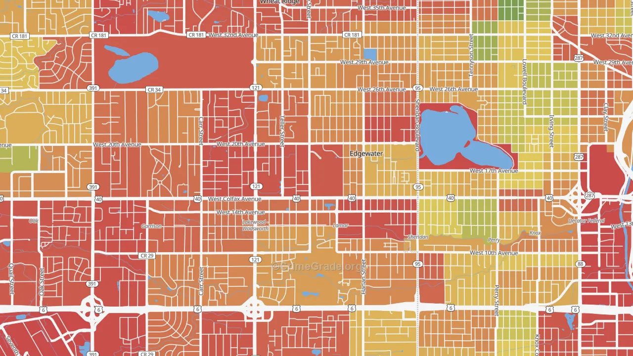 Edgewater, CO Map of Drug-Related Crime Rates