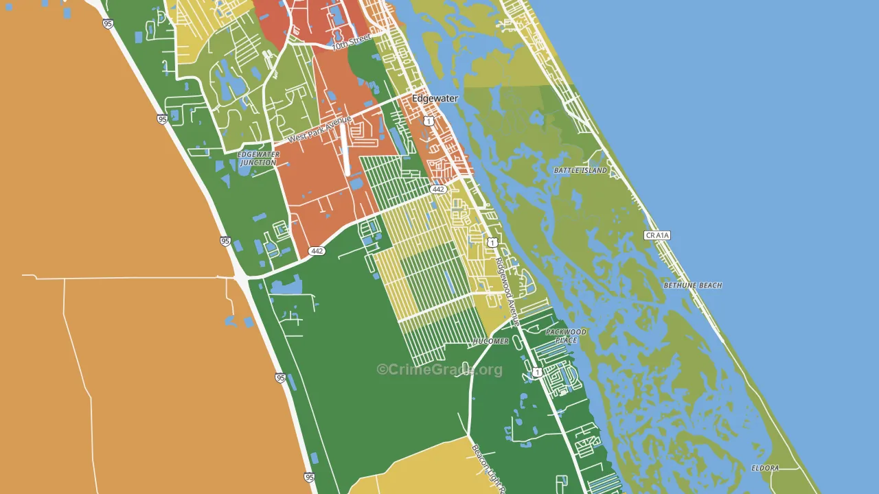 Edgewater, FL Map of Drug-Related Crime Rates