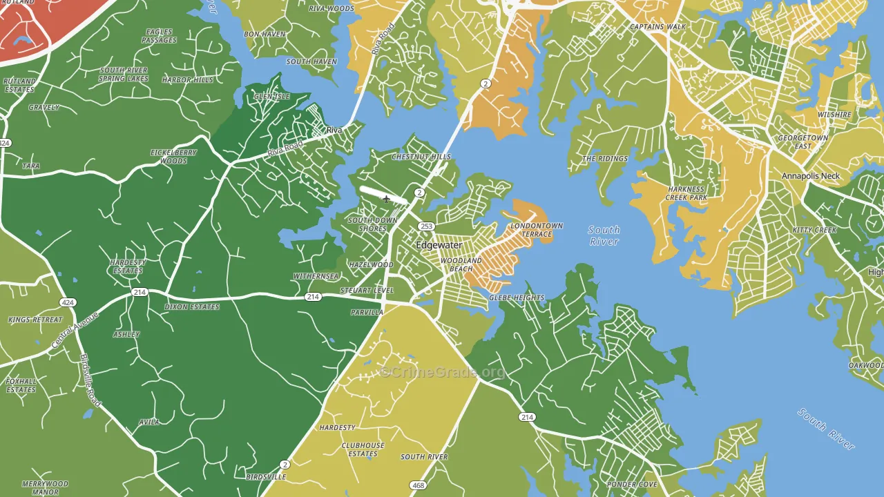 Edgewater, MD Map of Drug-Related Crime Rates