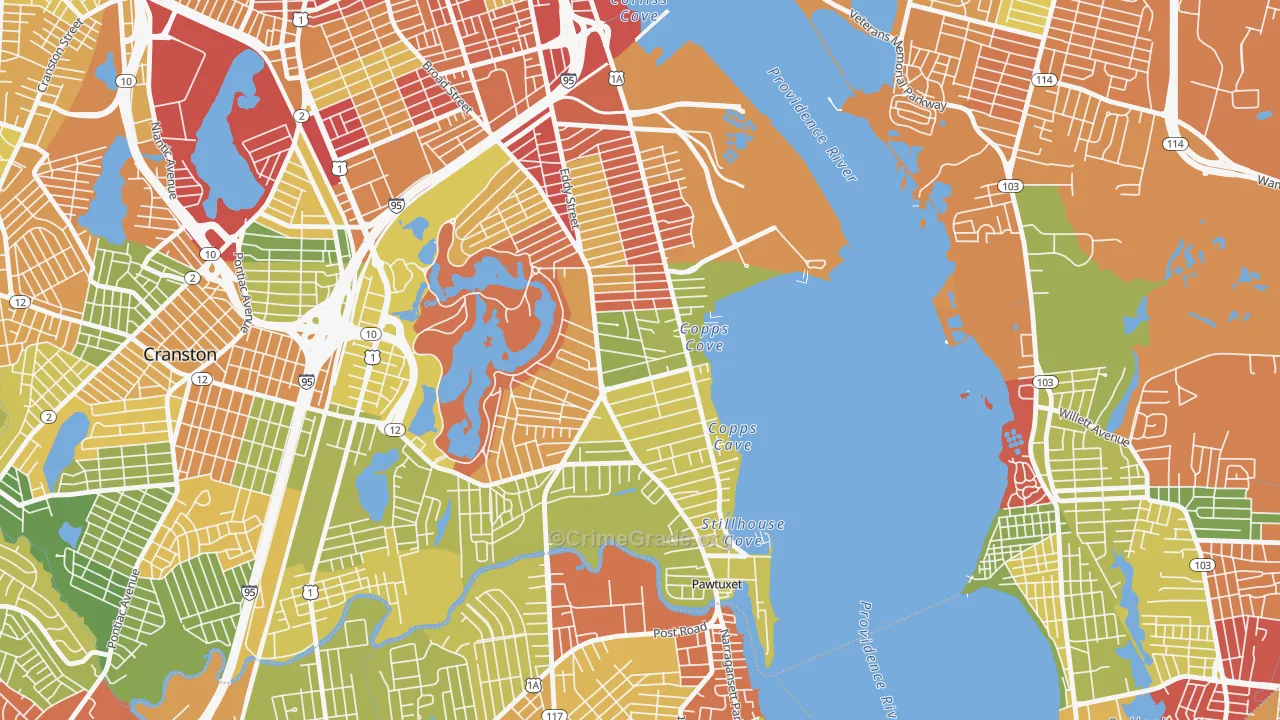Edgewood, Cranston, RI Map of Drug-Related Crime Rates