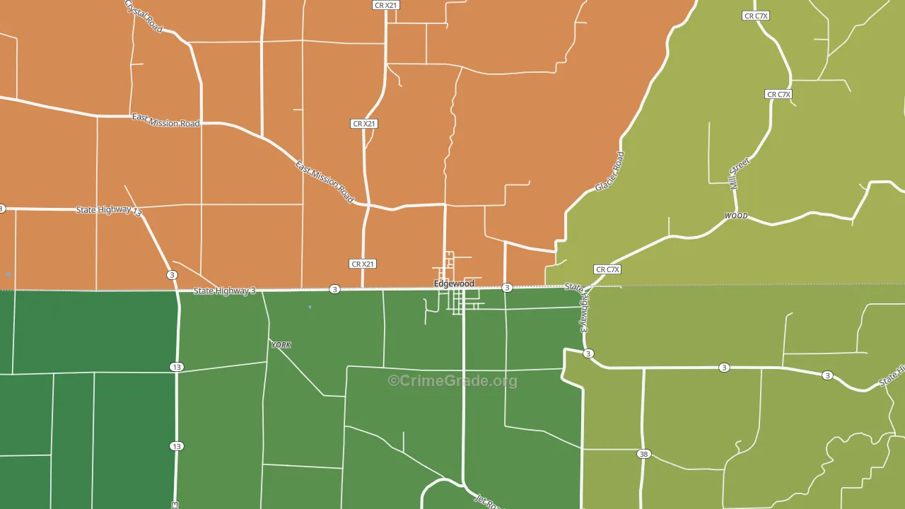 Edgewood, IA Map of Drug-Related Crime Rates