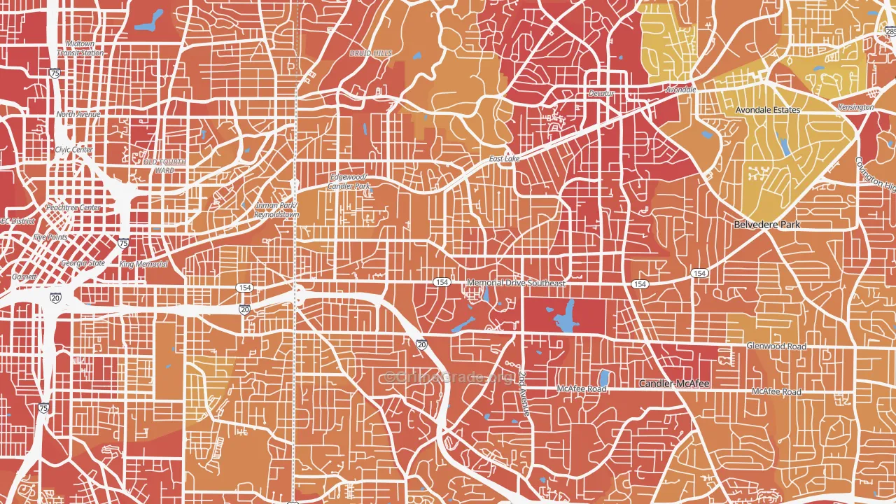 Edgewood-Kirkwood, Atlanta, GA Map of Drug-Related Crime Rates