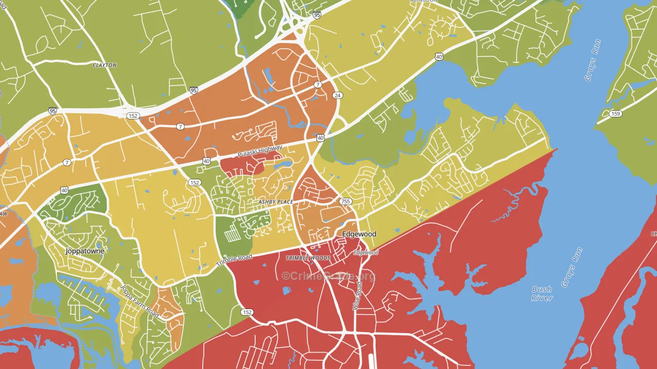Edgewood, MD Map of Drug-Related Crime Rates