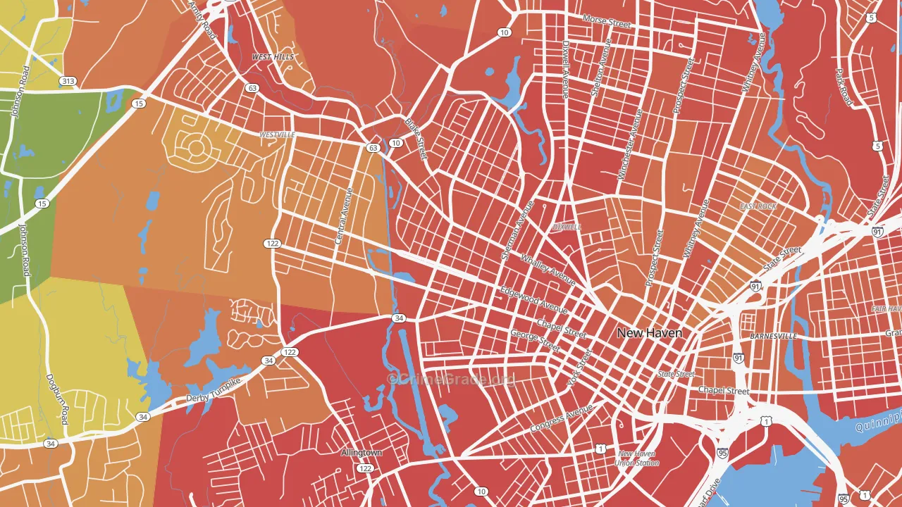 Edgewood, New Haven, CT Map of Drug-Related Crime Rates