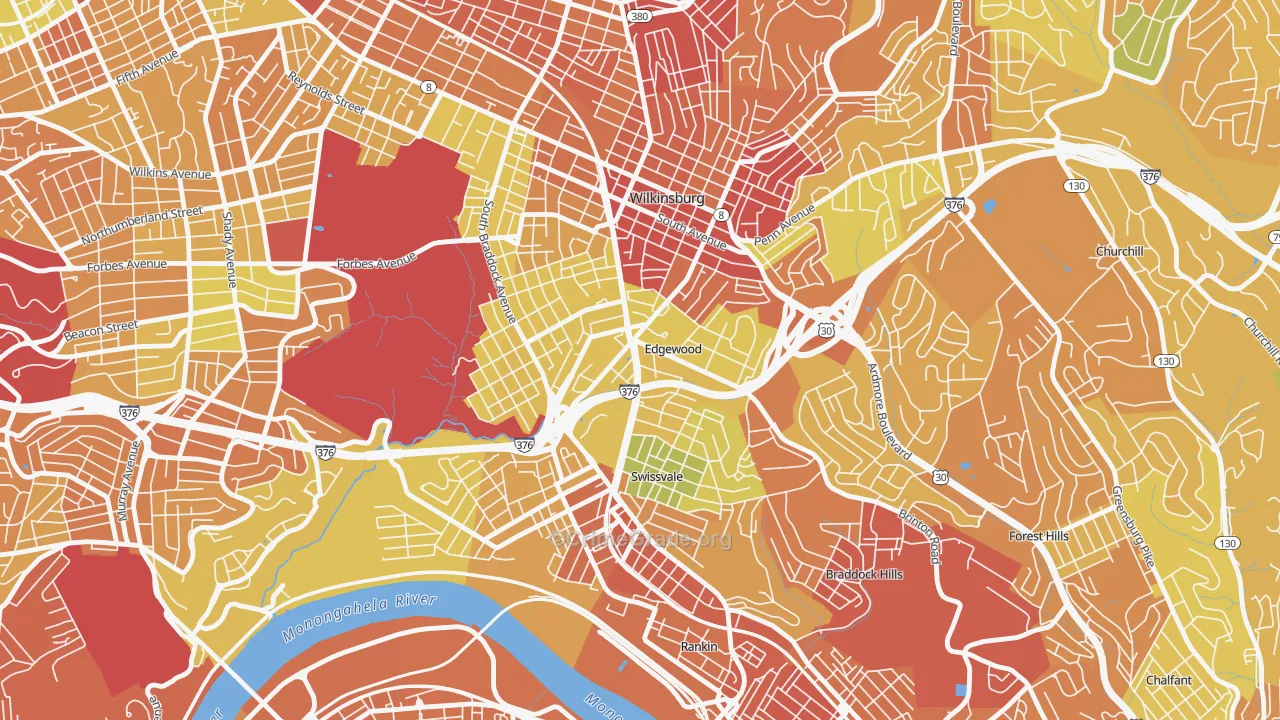 Edgewood, PA Map of Drug-Related Crime Rates