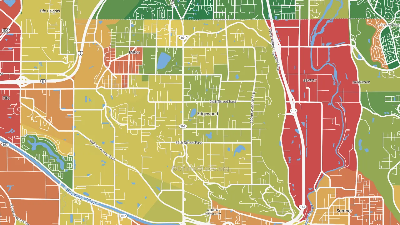 Edgewood, WA Map of Drug-Related Crime Rates