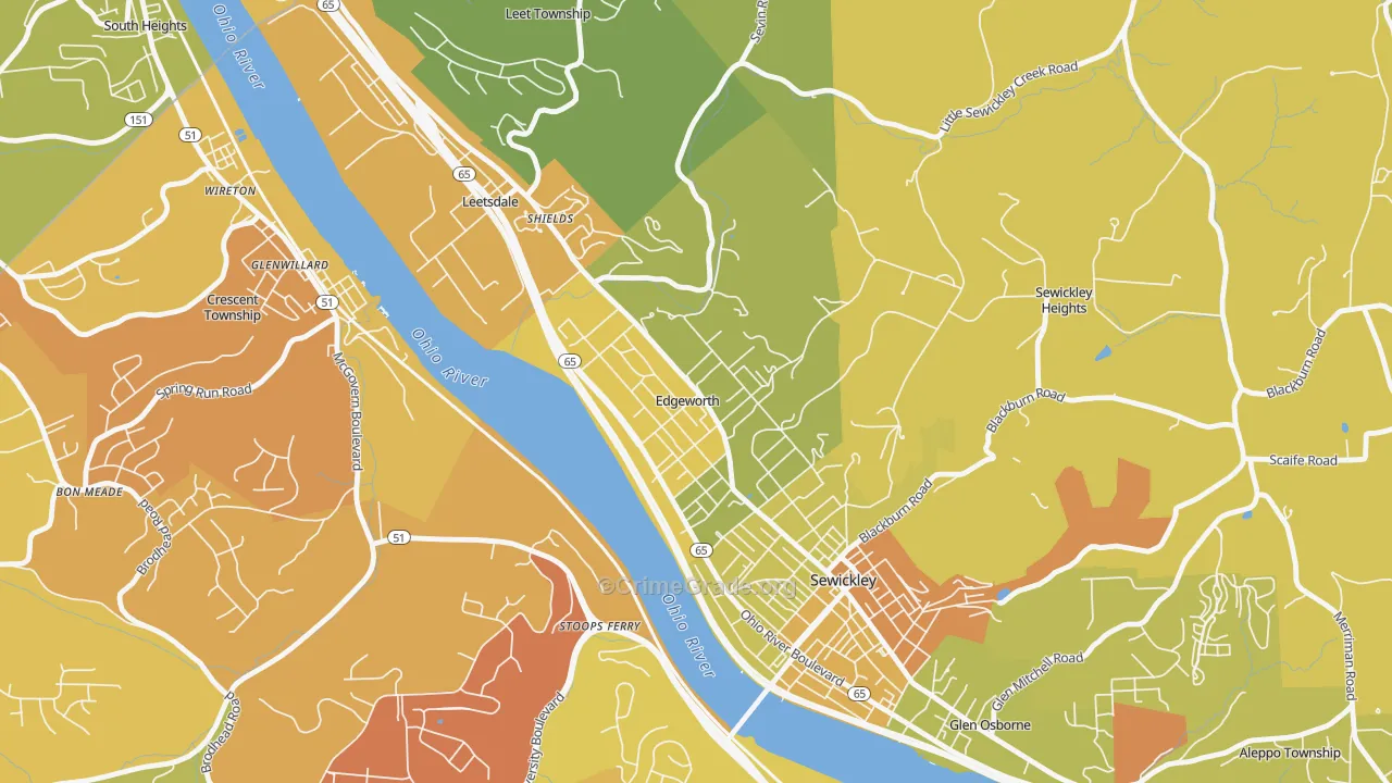 Edgeworth, PA Map of Drug-Related Crime Rates
