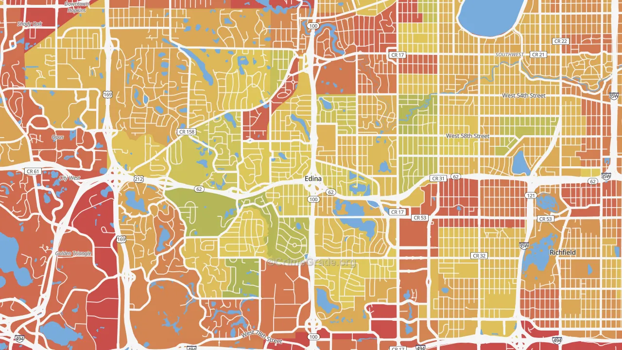 Edina, MN Map of Drug-Related Crime Rates