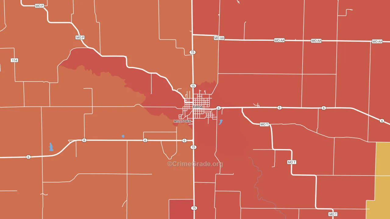 Edina, MO Map of Drug-Related Crime Rates