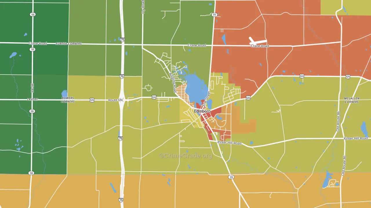 Edinboro, PA Map of Drug-Related Crime Rates