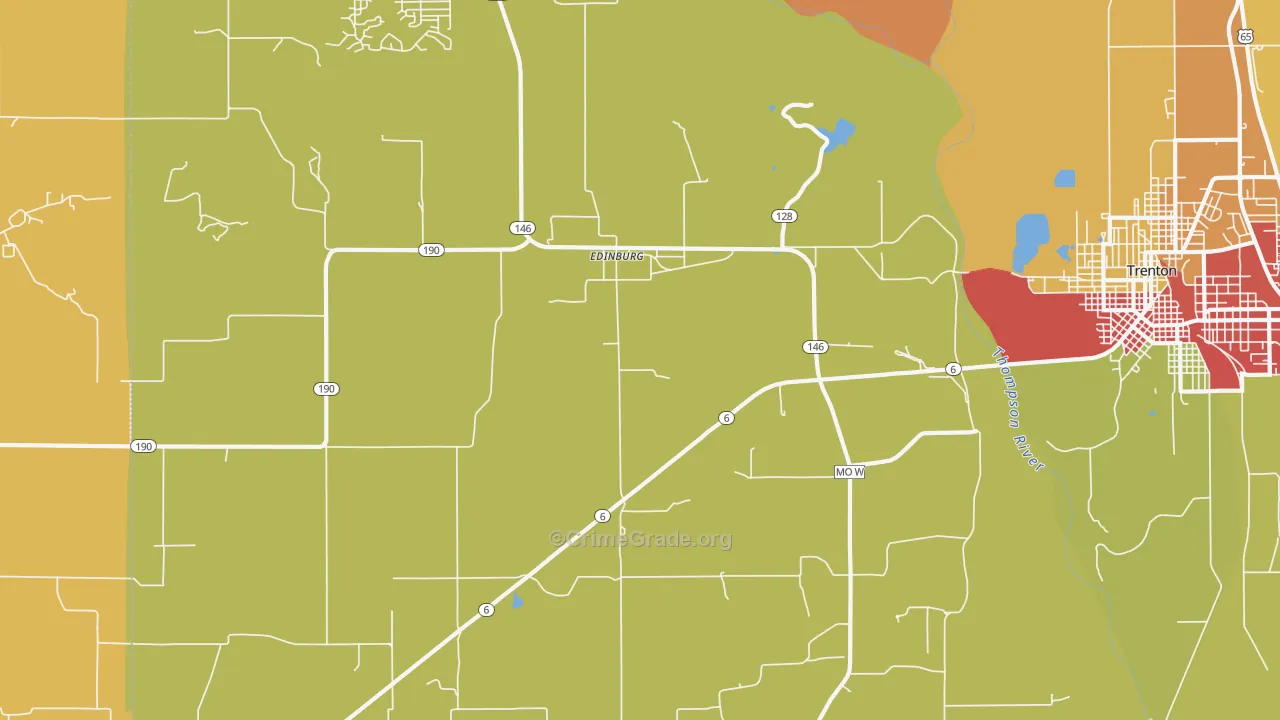 Edinburg, MO Map of Drug-Related Crime Rates
