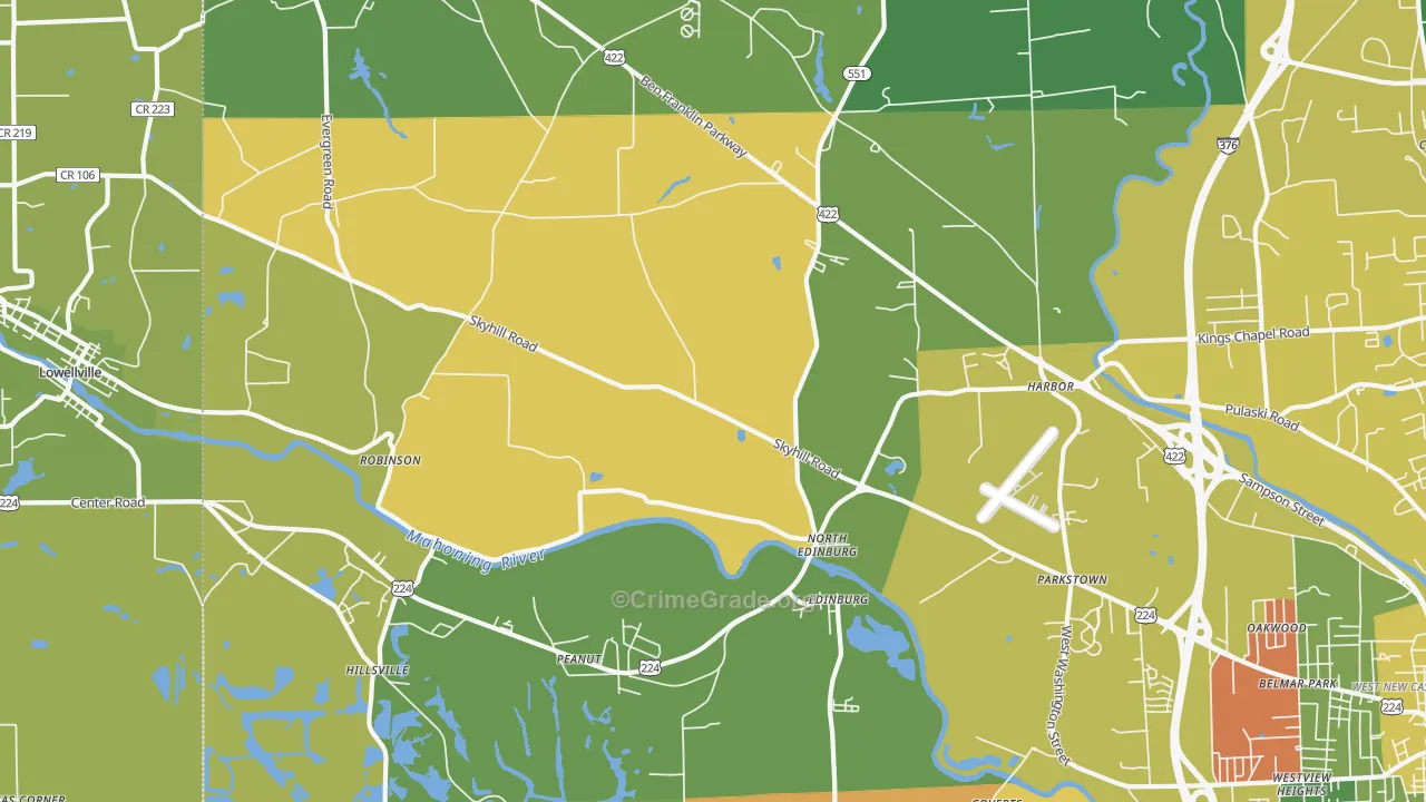 Edinburg, PA Map of Drug-Related Crime Rates