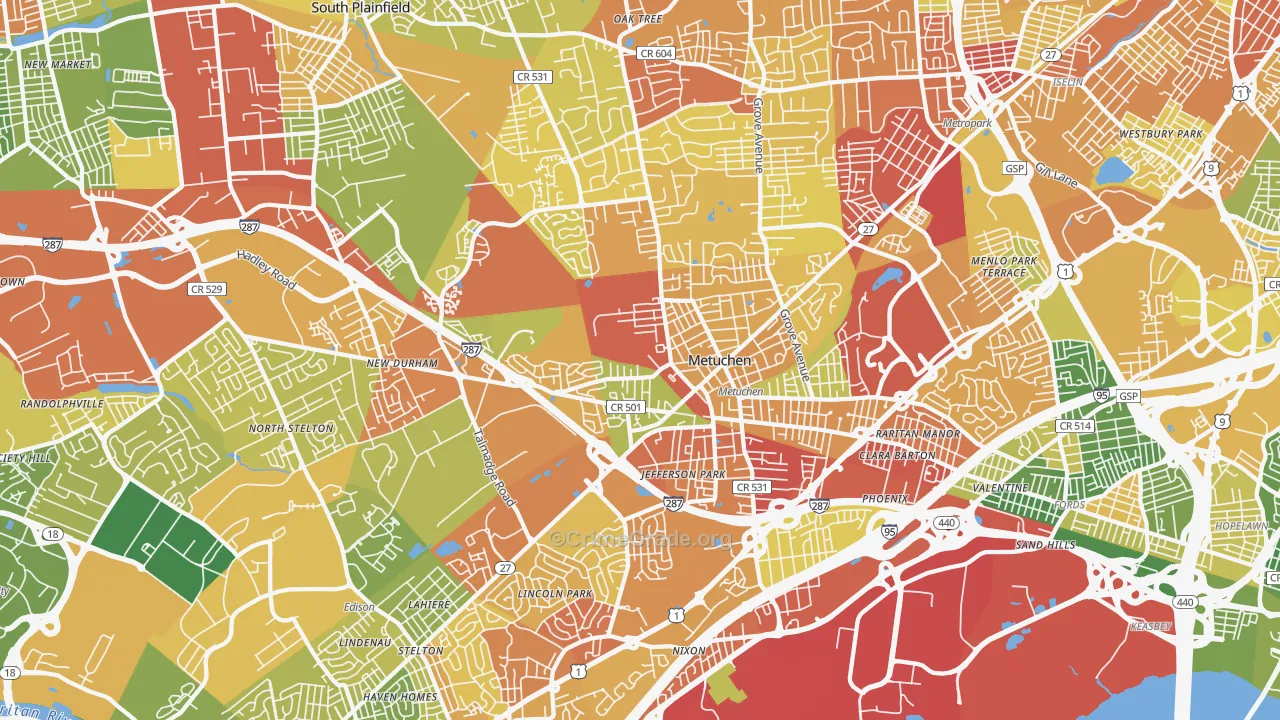 Edison, NJ Map of Drug-Related Crime Rates