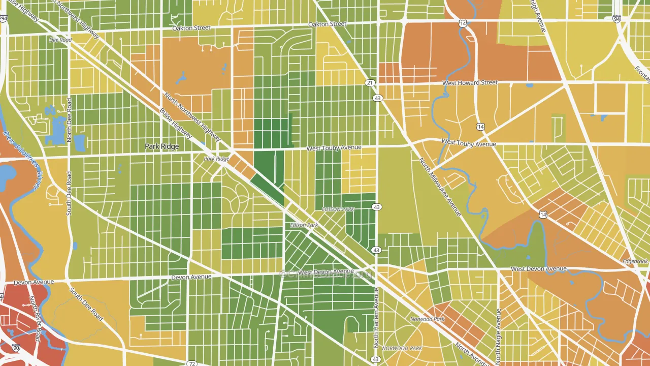 Edison Park, Chicago, IL Map of Drug-Related Crime Rates