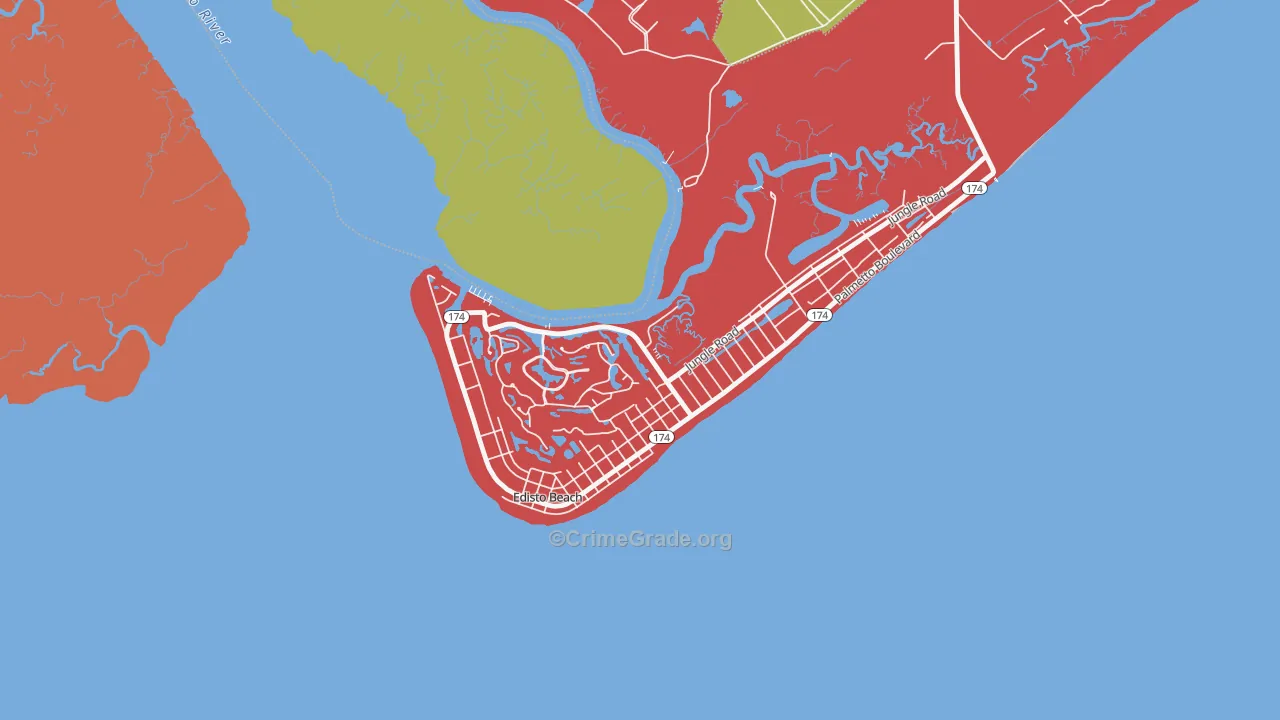 Edisto Beach, SC Map of Drug-Related Crime Rates