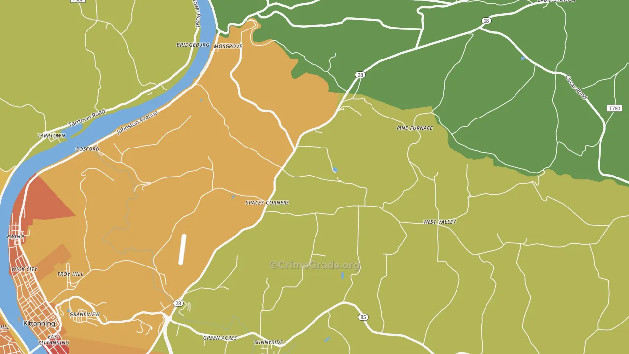 Edmon, PA Map of Drug-Related Crime Rates