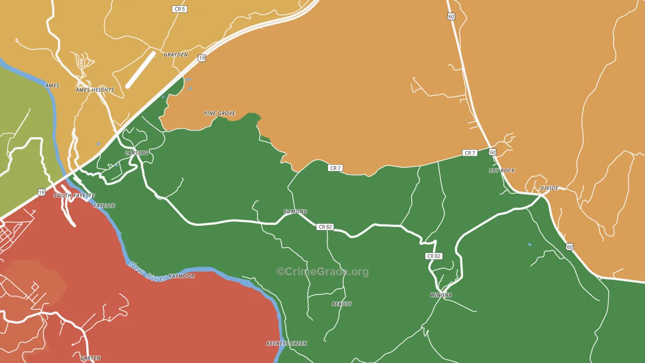 Edmond, WV Map of Drug-Related Crime Rates