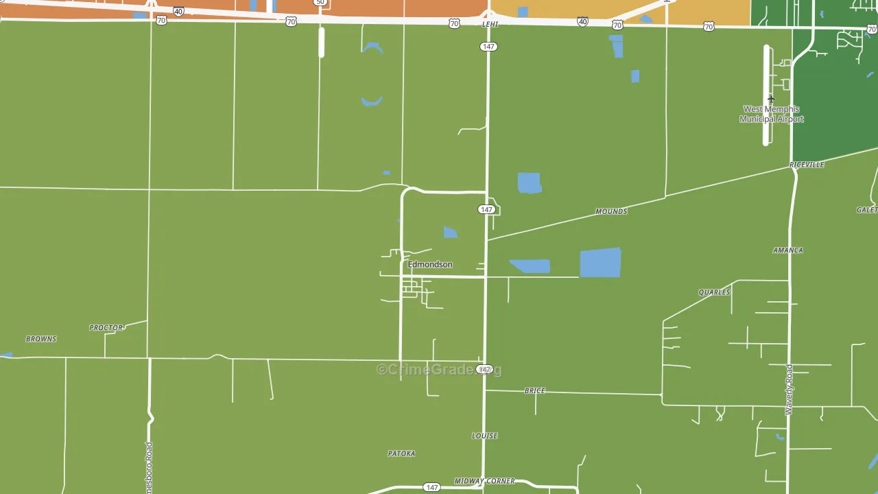 Edmondson, AR Map of Drug-Related Crime Rates