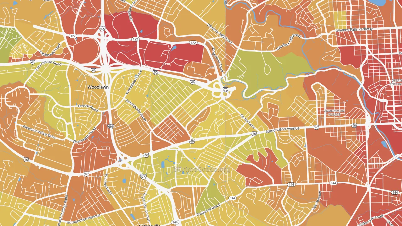 Edmondson Heights, Woodlawn, MD Map of Drug-Related Crime Rates