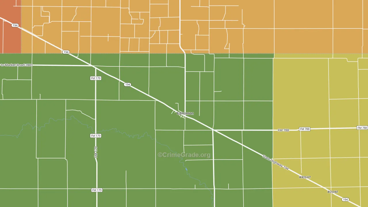 Edmonson, TX Map of Drug-Related Crime Rates