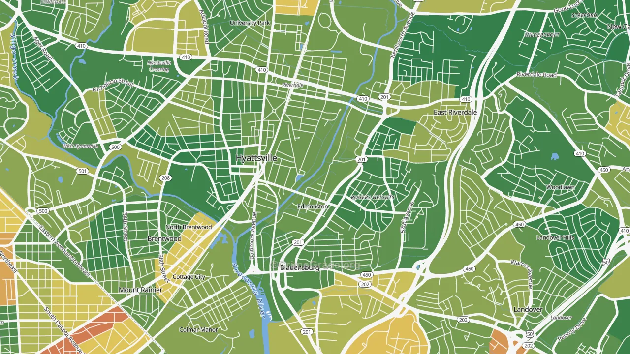 Edmonston, MD Map of Drug-Related Crime Rates