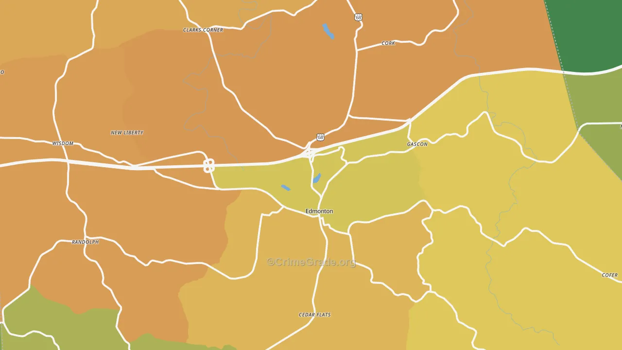 Edmonton, KY Map of Drug-Related Crime Rates