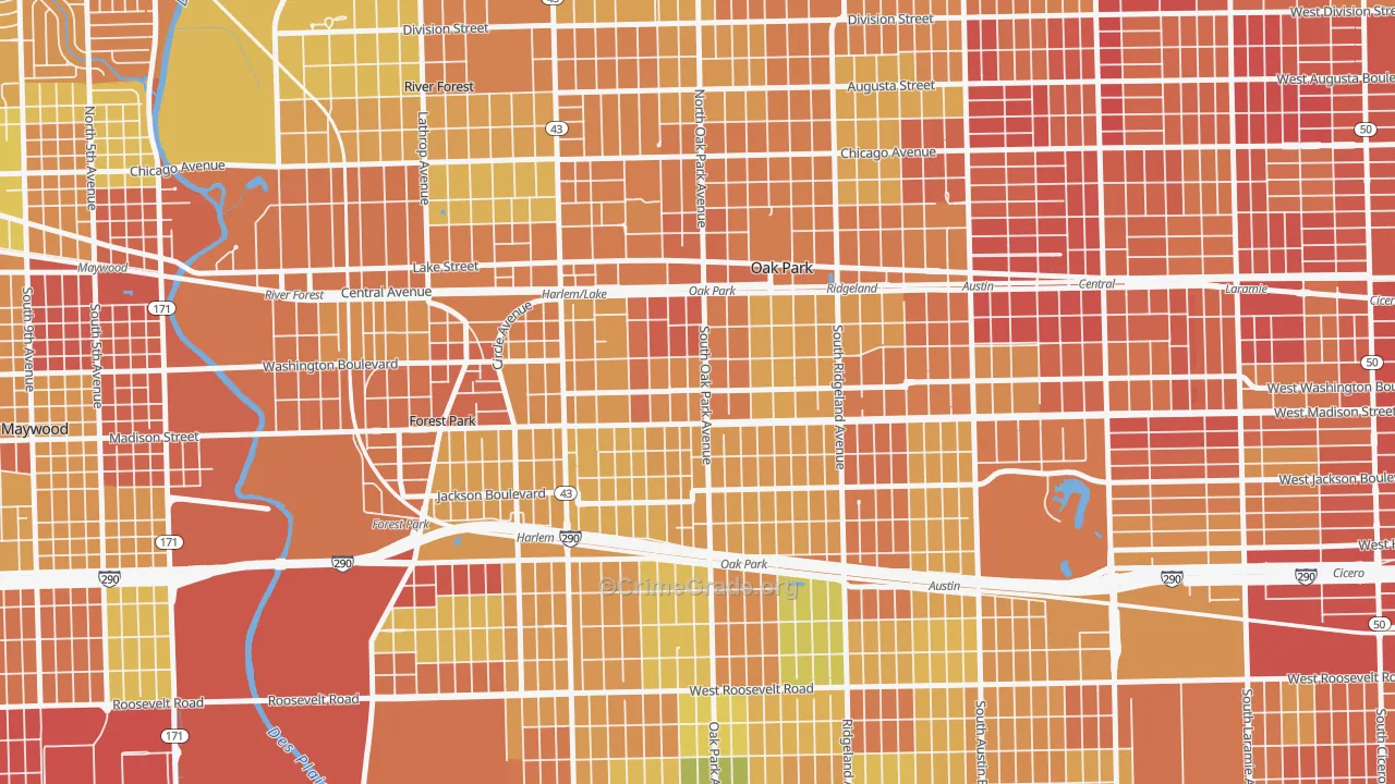 Edmund F Burton, Oak Park, IL Map of Drug-Related Crime Rates
